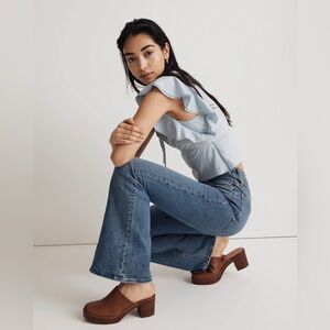 MADEWELL THE JANEEN PLATFORM LEATHER MULE IN DRIED MAPLE 9